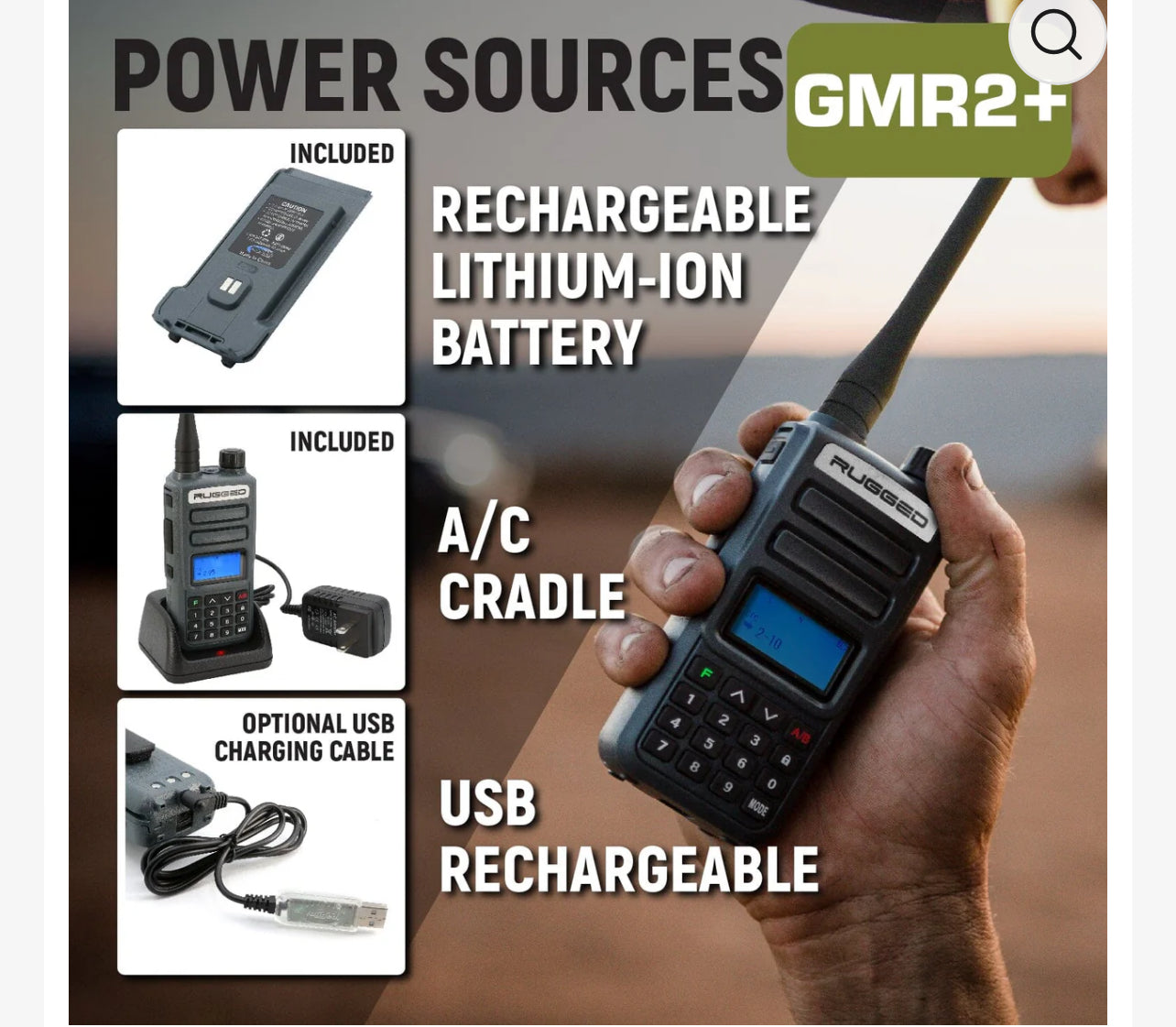 Rugged GMR2 PLUS GMRS and FRS Two Way Handheld Radio