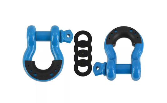 Borne Off-Road 3/4-Inch D-Ring Shackle Set; Blue