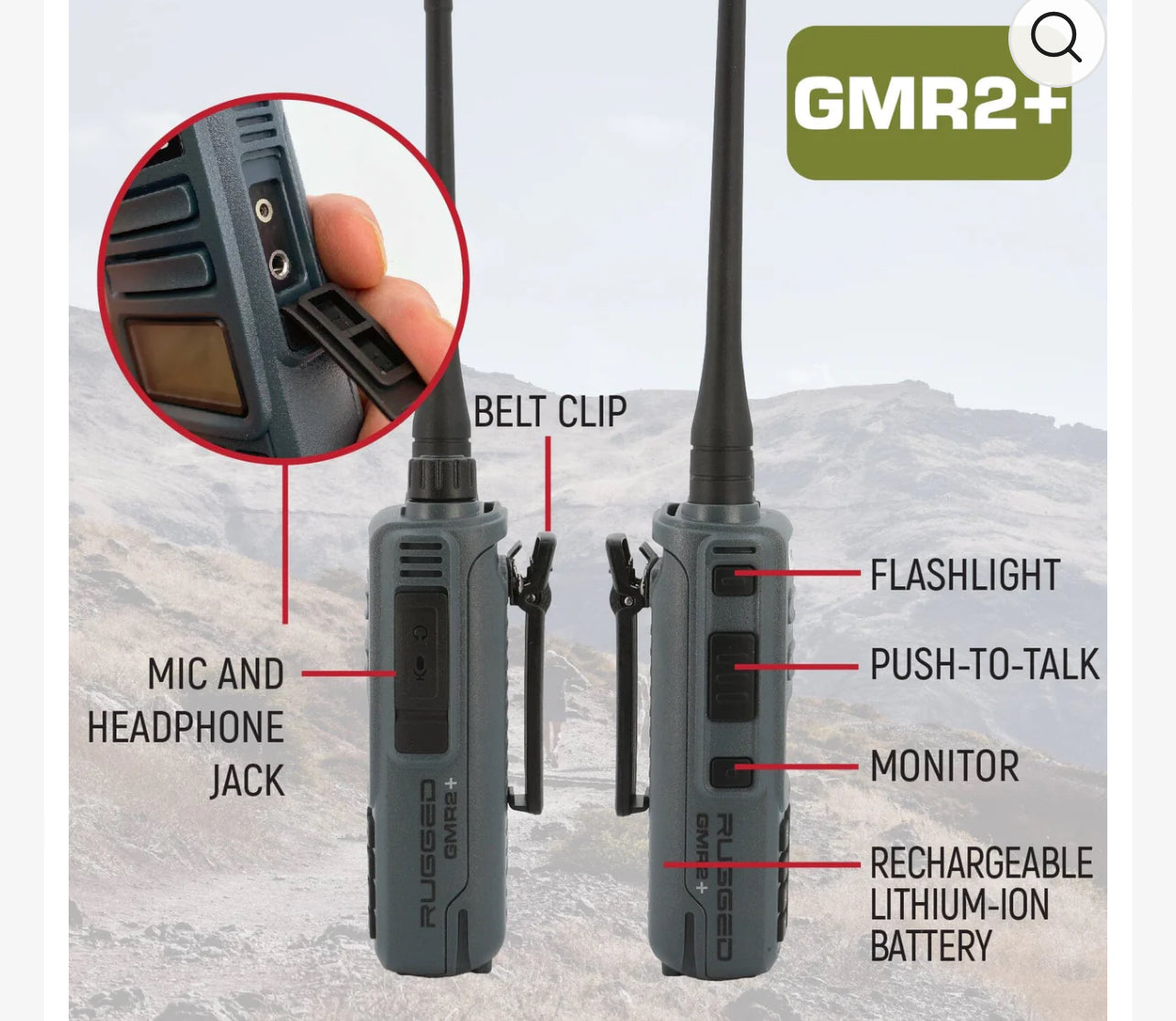 Rugged GMR2 PLUS GMRS and FRS Two Way Handheld Radio