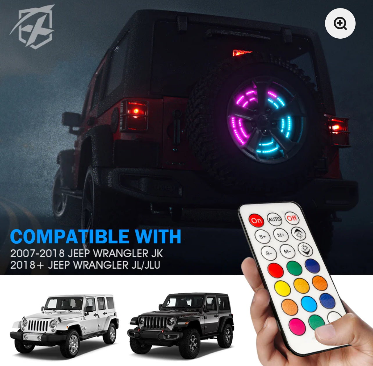 RGB Dual Ring Spare Tire Brake Light for Jeep Wrangler