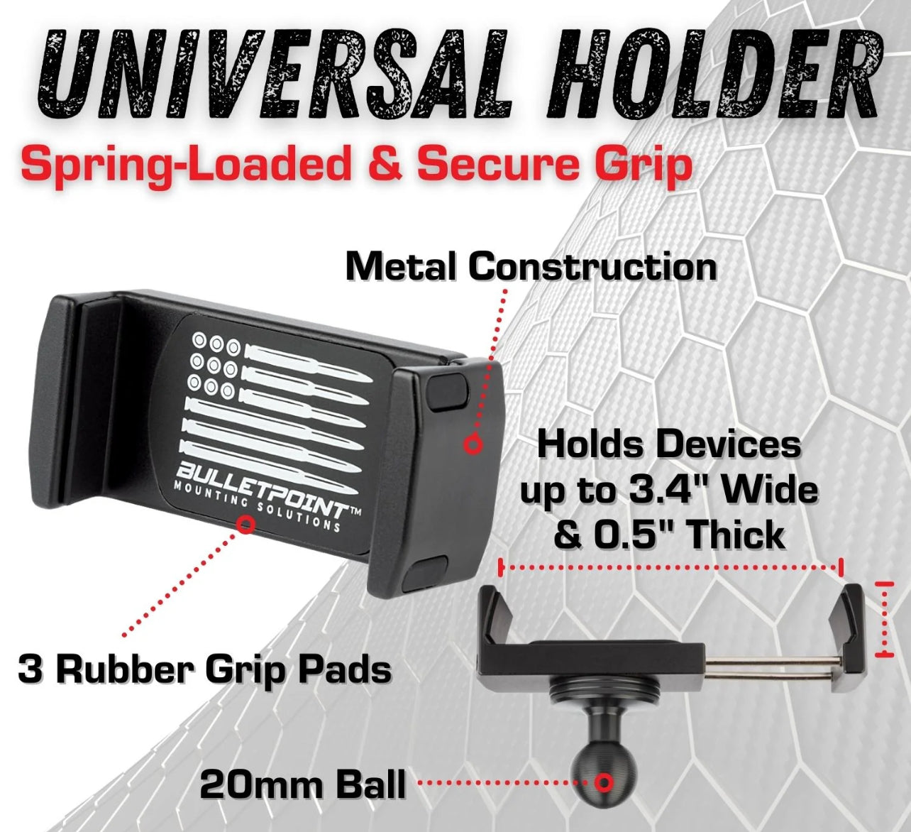 2018-2023 Jeep Wrangler JL/JLU + 2020-2023 Gladiator Universal Driver Side Jeep Phone Mount With XL Phone Holder