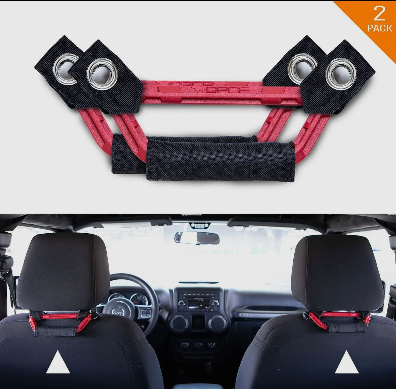 GPCA GP Back Grip LITE Headrest Grab Handles; Red
(Universal; Some Adaptation May Be Required)