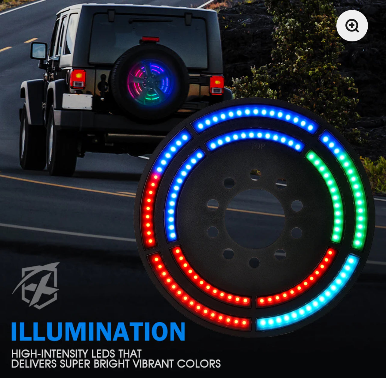 RGB Dual Ring Spare Tire Brake Light for Jeep Wrangler