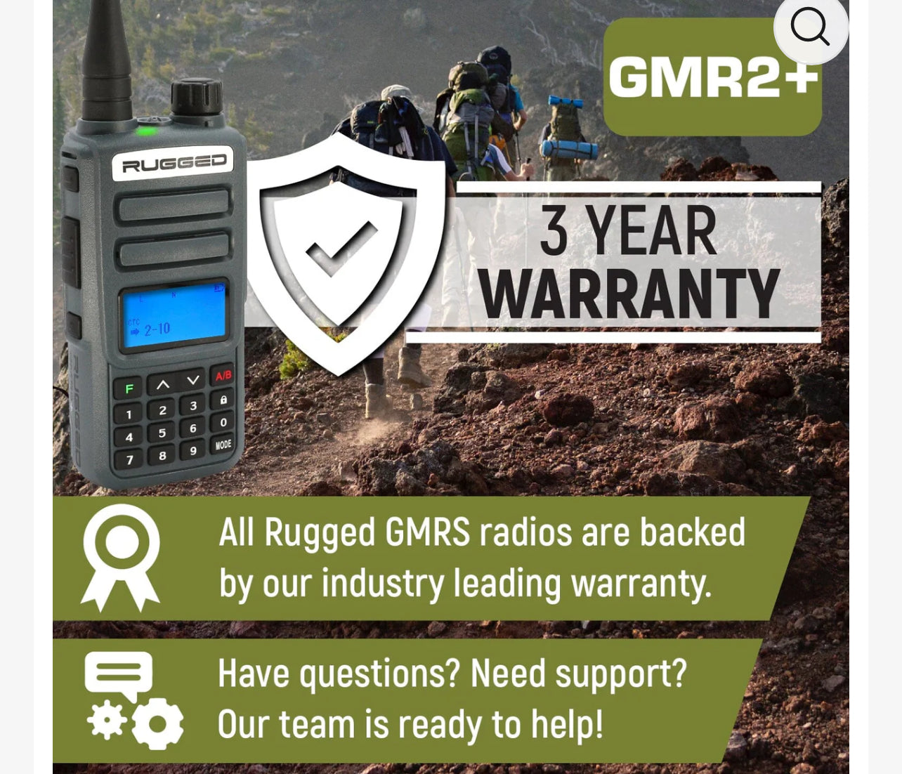 Rugged GMR2 PLUS GMRS and FRS Two Way Handheld Radio