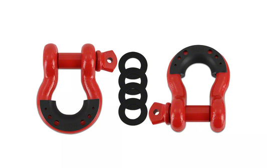 Borne Off-Road 3/4-Inch D-Ring Shackle Set; Red